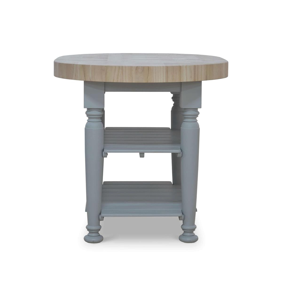 Bramble Farmhouse Butcher Block Kitchen Island — Pale Blue / RAW