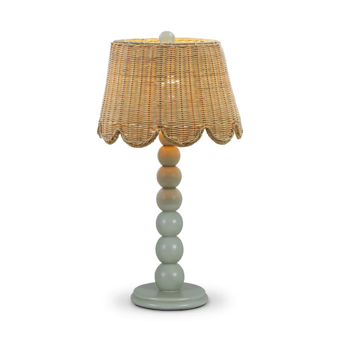 Bramble Cholet Table Lamp w/ Scalloped Shade — Vintage Fennel Green / Light Distressed