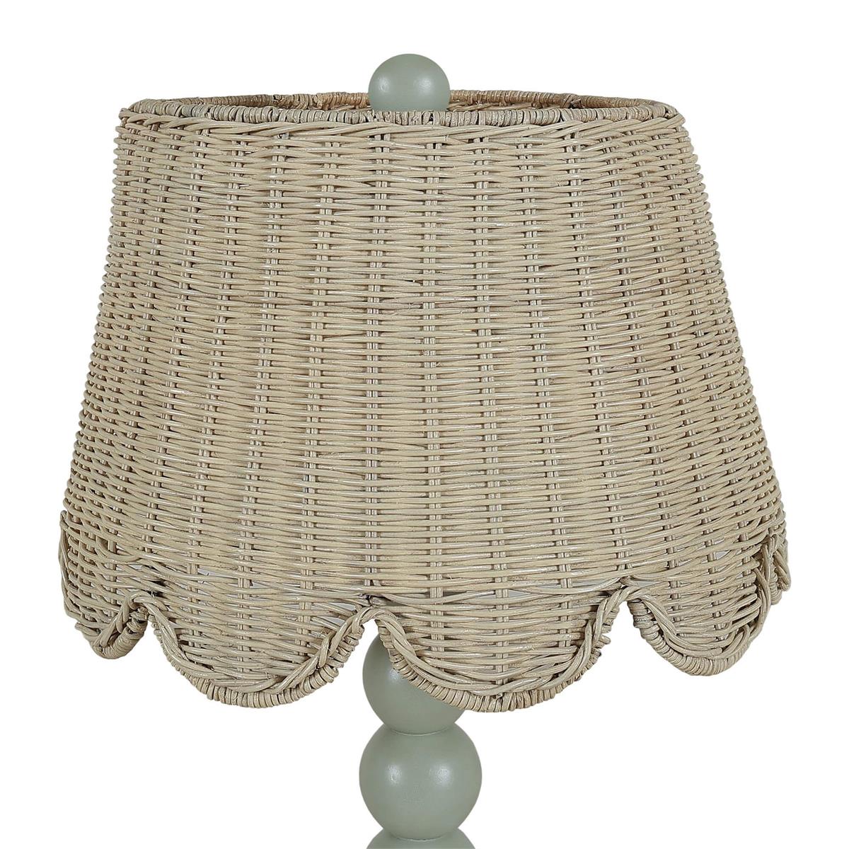Bramble Cholet Table Lamp w/ Scalloped Shade — Vintage Fennel Green / Light Distressed