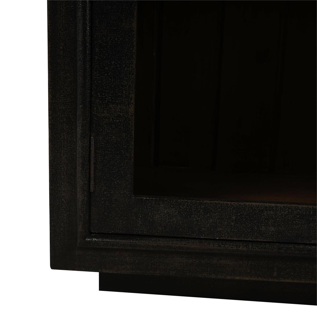 Bramble Vannes 4 Door Sideboard w/ Glass Shelves — Vintage Black / Straw Wash