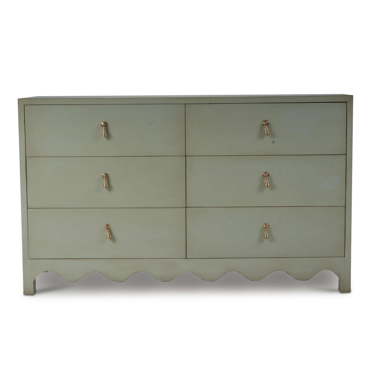 Bramble Chloe 6 Drawer Dresser — Vintage Fennel Green / Light Distressed
