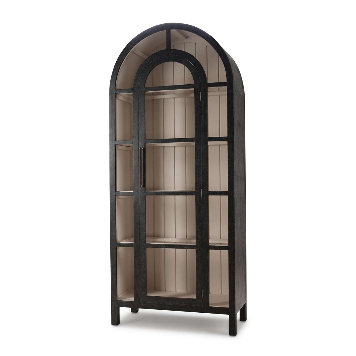 Bramble Vannes Display Cabinet w/ Glass Shelves — Vintage Black / Putty