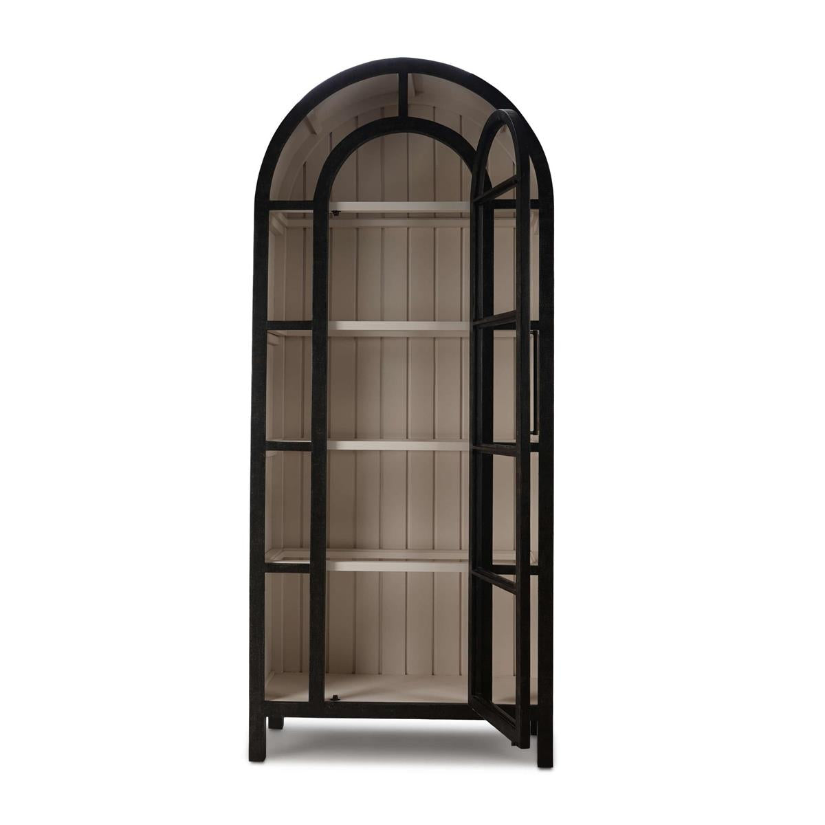 Bramble Vannes Display Cabinet w/ Glass Shelves — Vintage Black / Putty