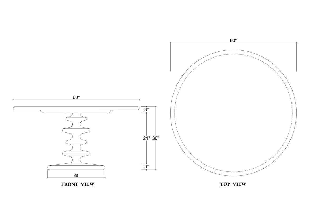 Bramble Milano Round Dining Table 60" — Fruit Wood