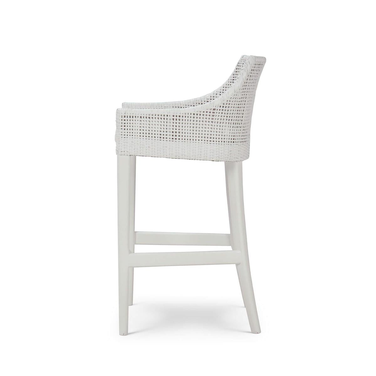 Bramble Savanah Rattan Counter Stool w/ Seat Cushion — True White * / Arctic