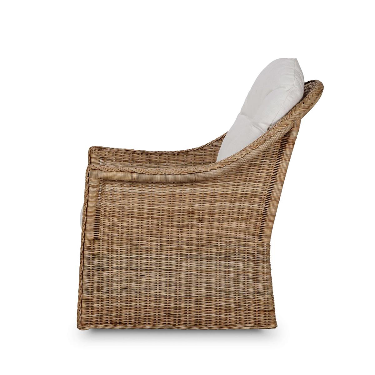 Bramble Nantucket Swivel Chair — Rattan Natural / Arctic