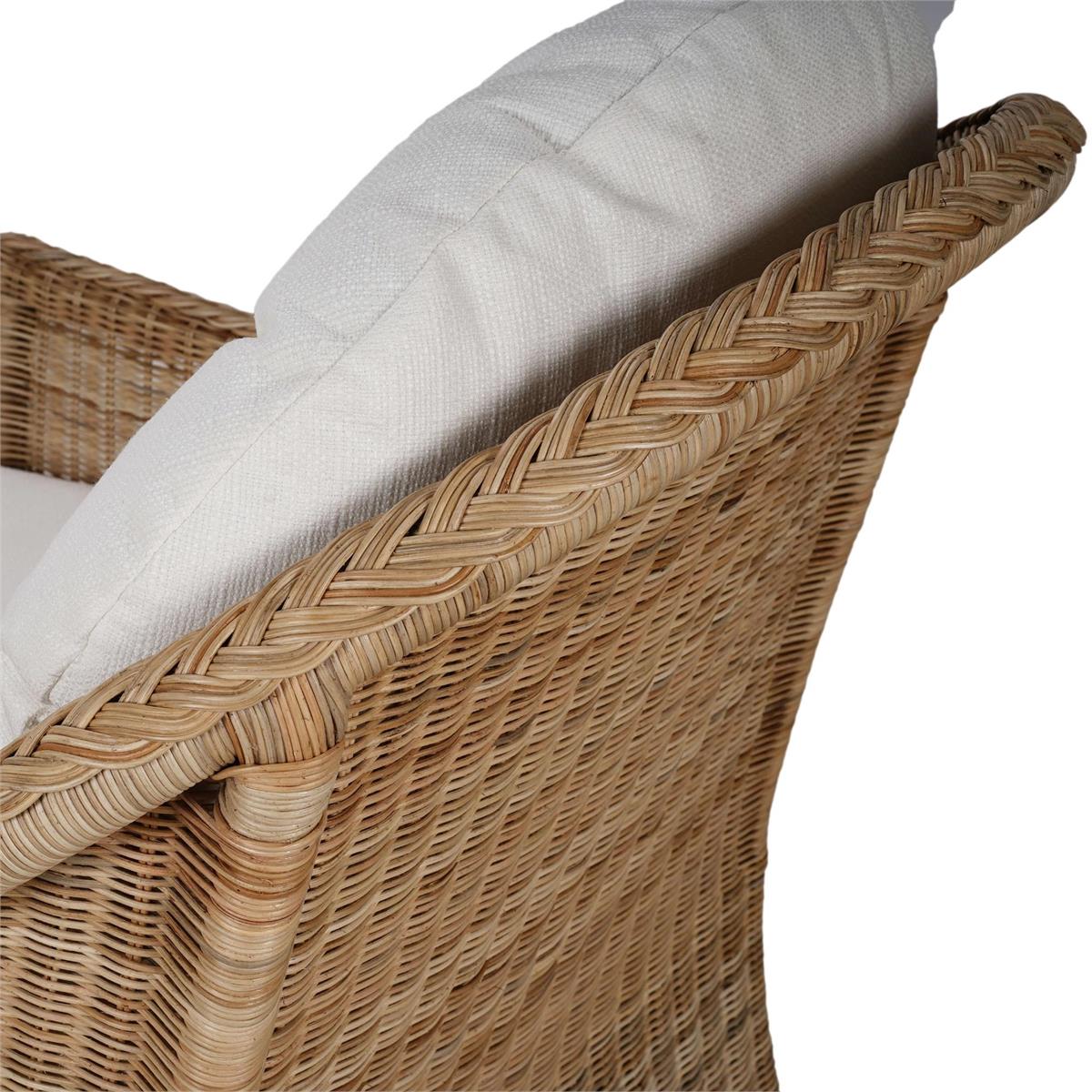 Bramble Nantucket Swivel Chair — Rattan Natural / Arctic