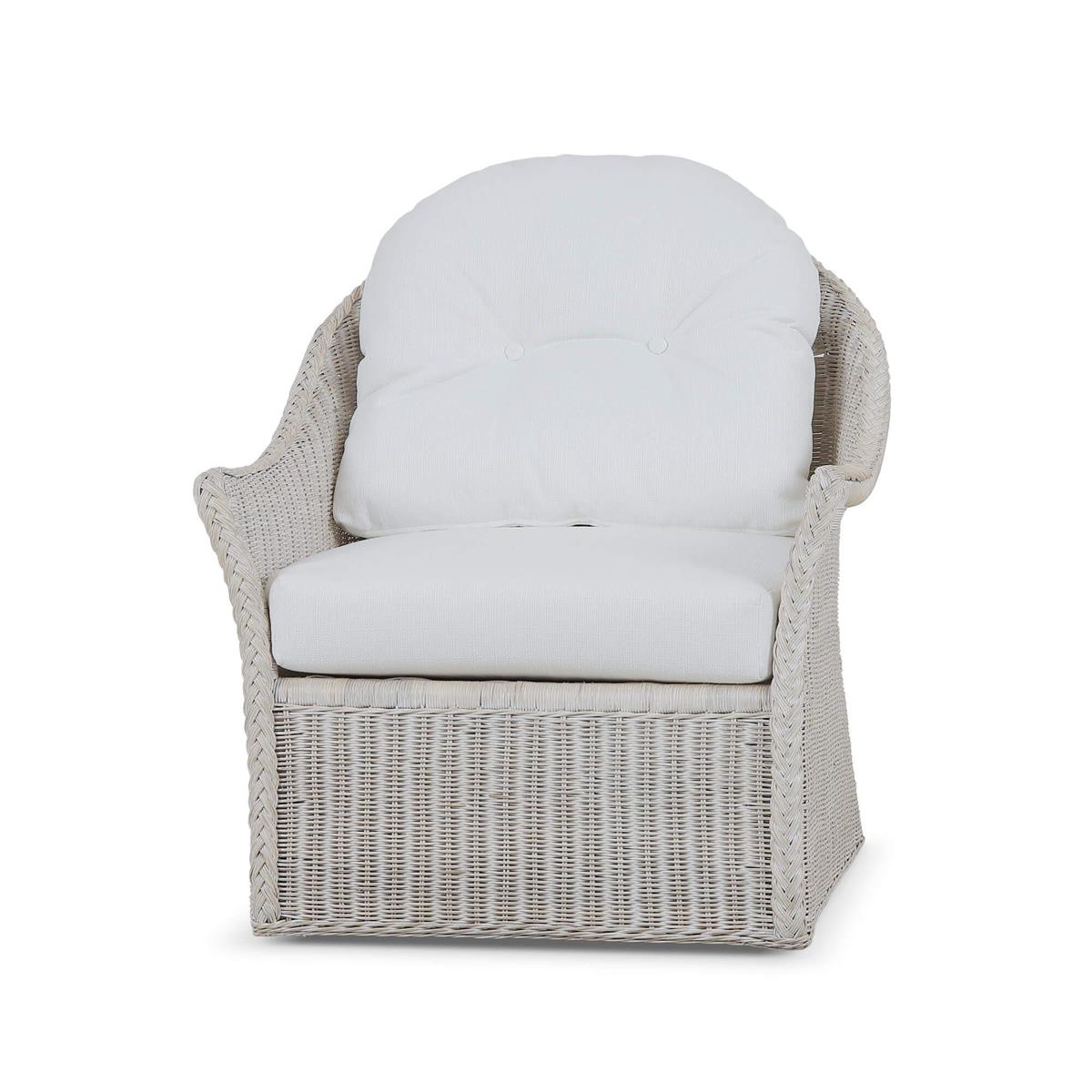 Bramble Nantucket Swivel Chair — Rattan White Wash / Arctic