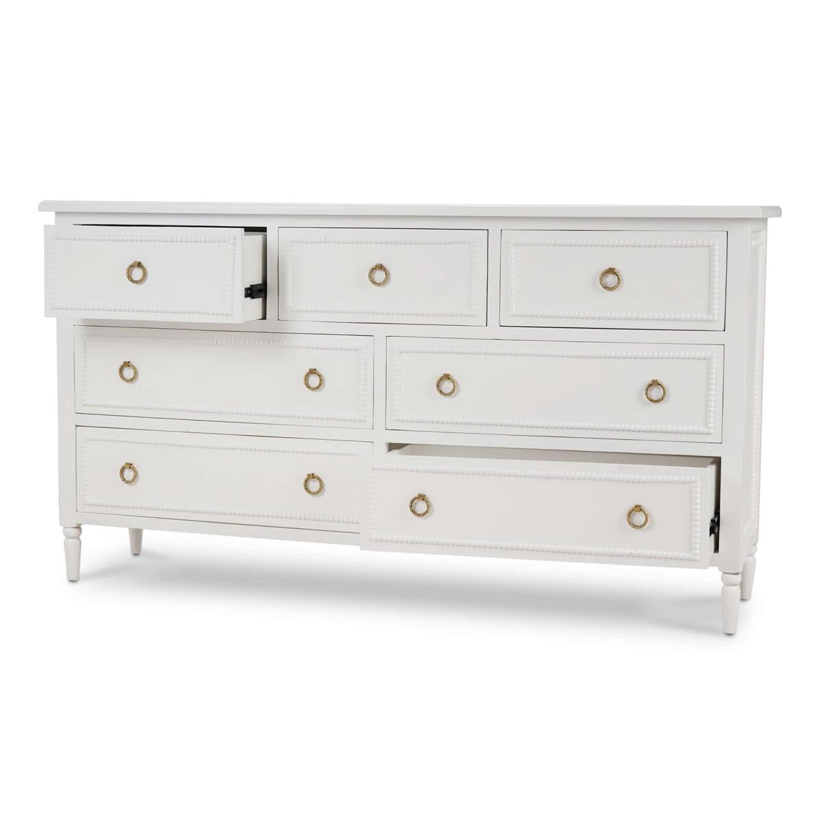 Bramble Cholet 7 Drawer Dresser — Architectural White / Light Distressed