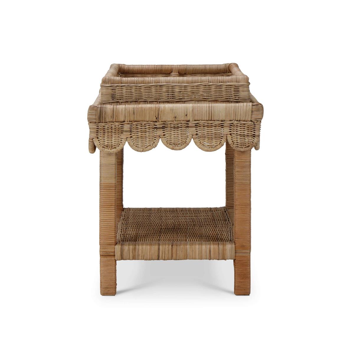 Bramble Scallop Rattan Side Table
w/ Tray in Natural — Rattan Natural