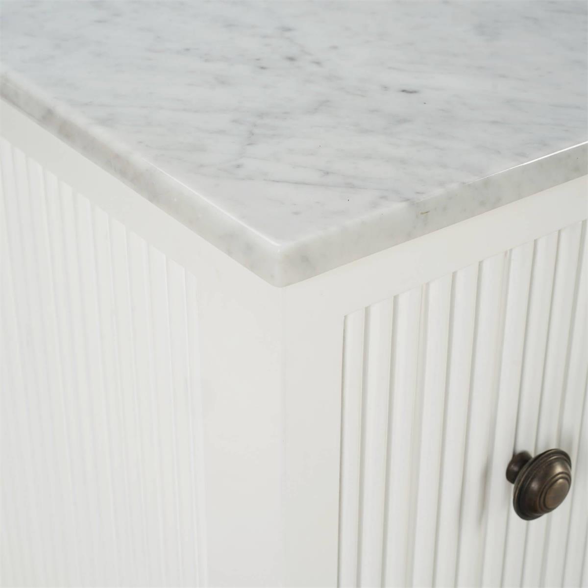 Bramble Kraton Single Vanity w/ Sink & Marble Top — True White *
