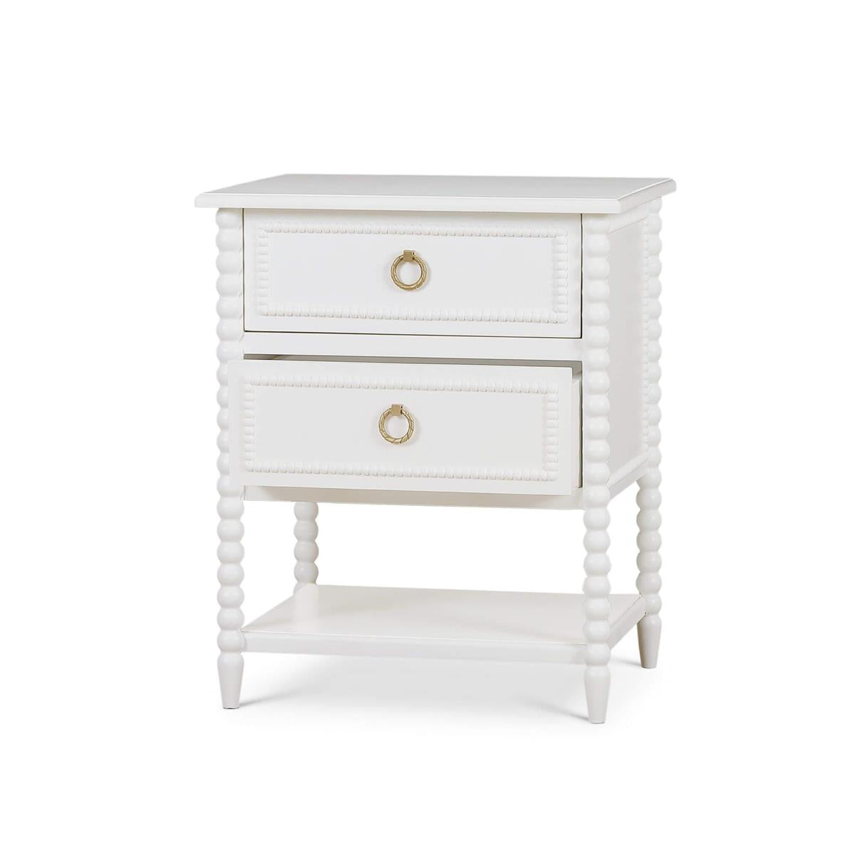 Bramble Cholet 2 Drawer Bedside Table w/ Shelf — Architectural White / Light Distressed