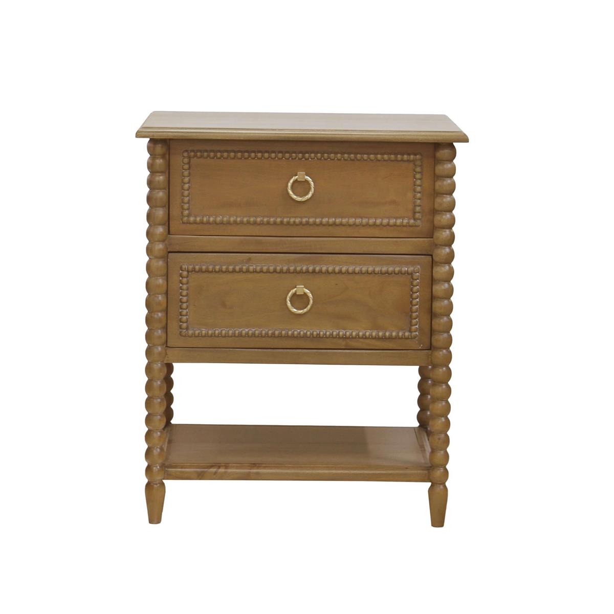Bramble Cholet 2 Drawer Bedside Table w/ Shelf — Straw Wash