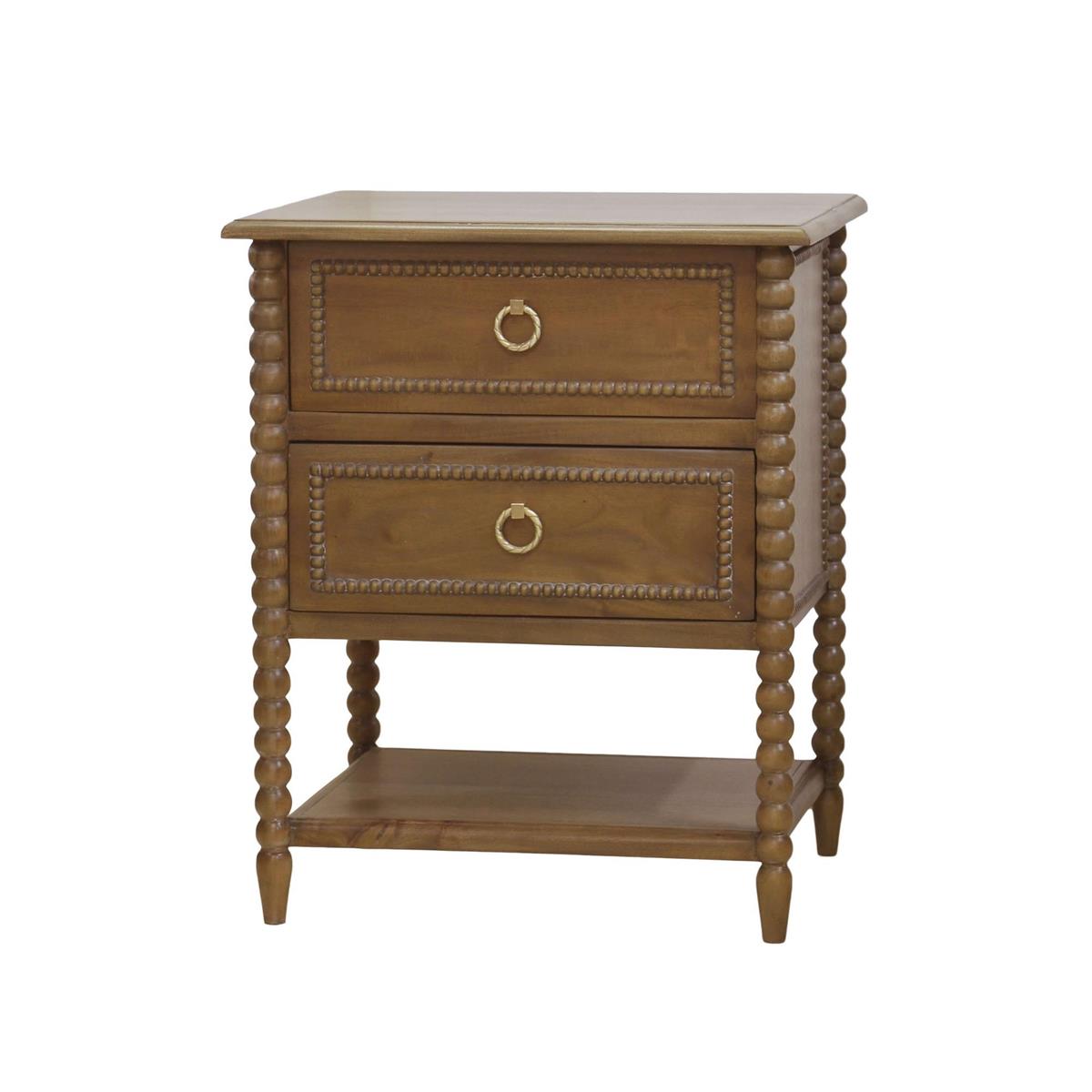 Bramble Cholet 2 Drawer Bedside Table w/ Shelf — Straw Wash