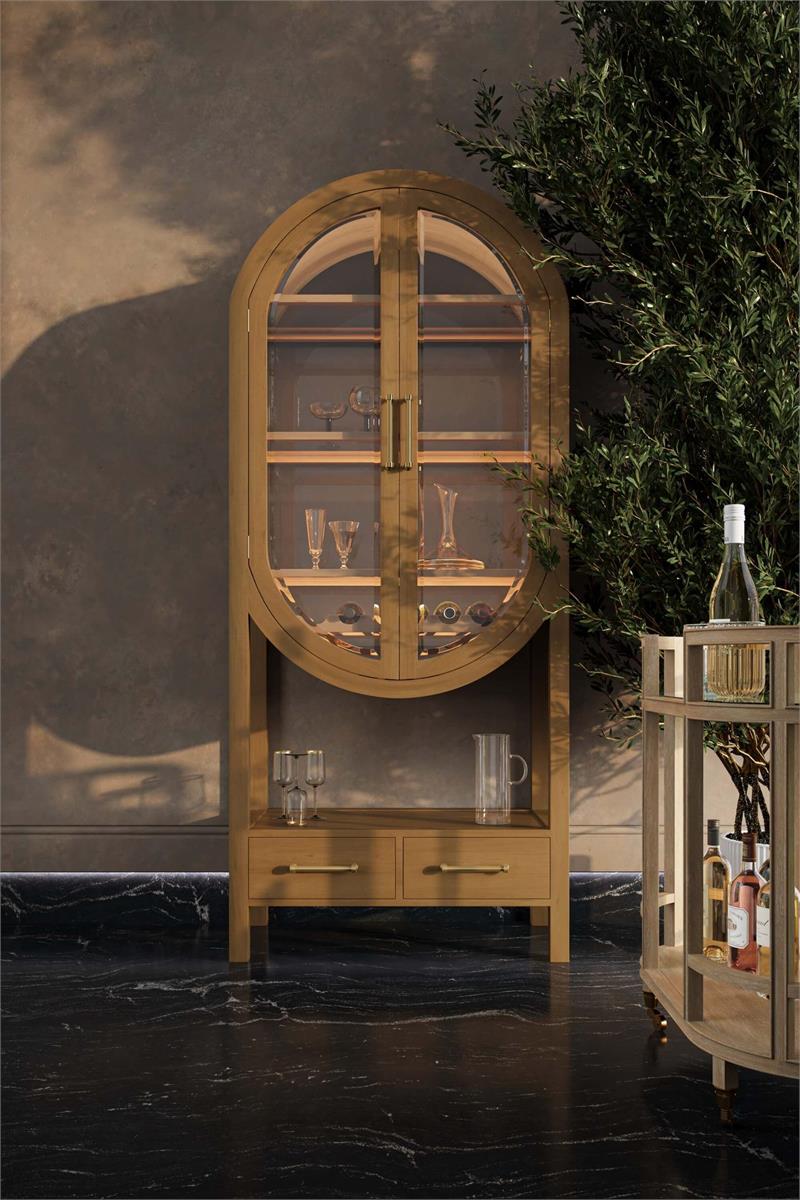 Bramble Napa Wine Cabinet w/ Mirrored Back — Antique French Oak