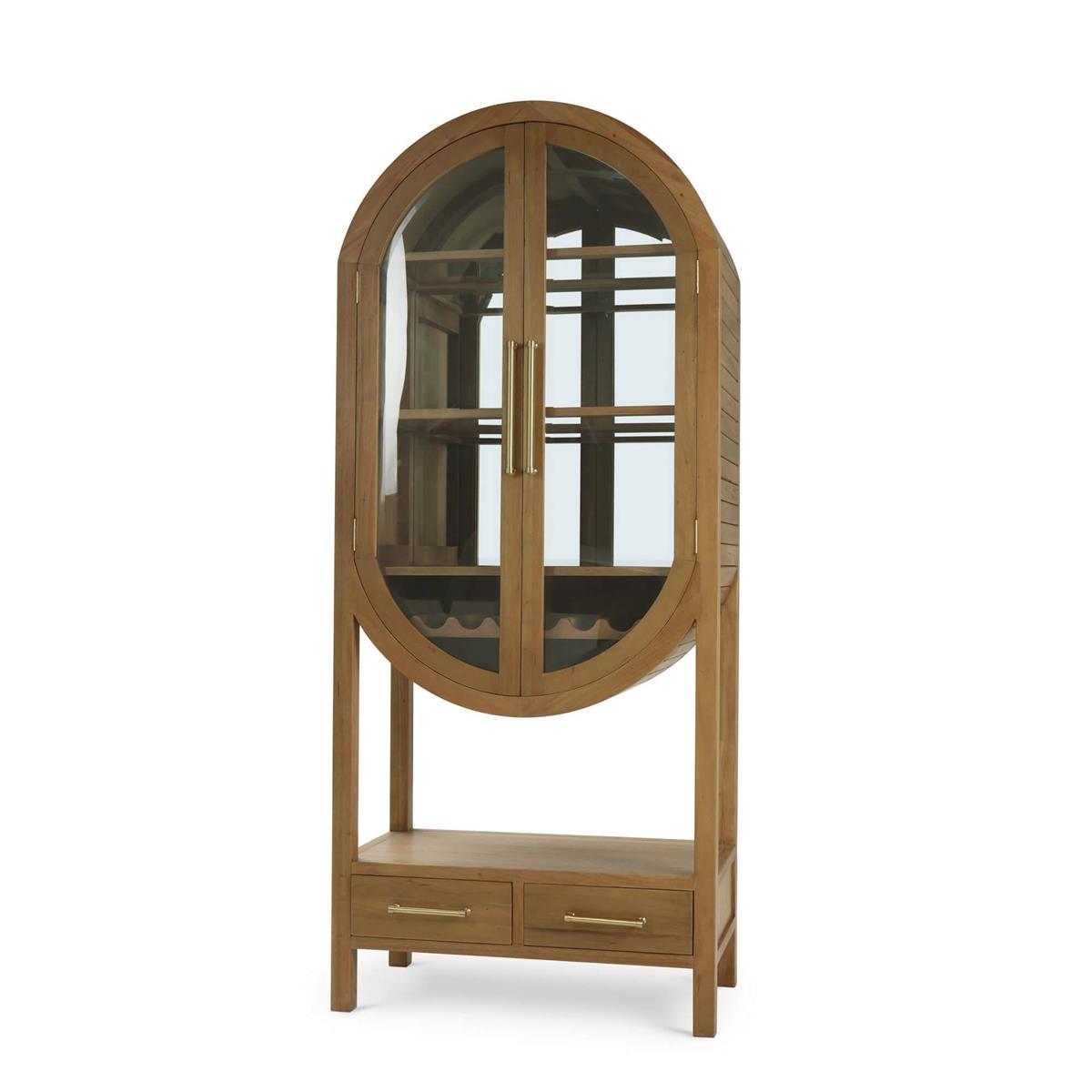 Bramble Napa Wine Cabinet w/ Mirrored Back — Antique French Oak