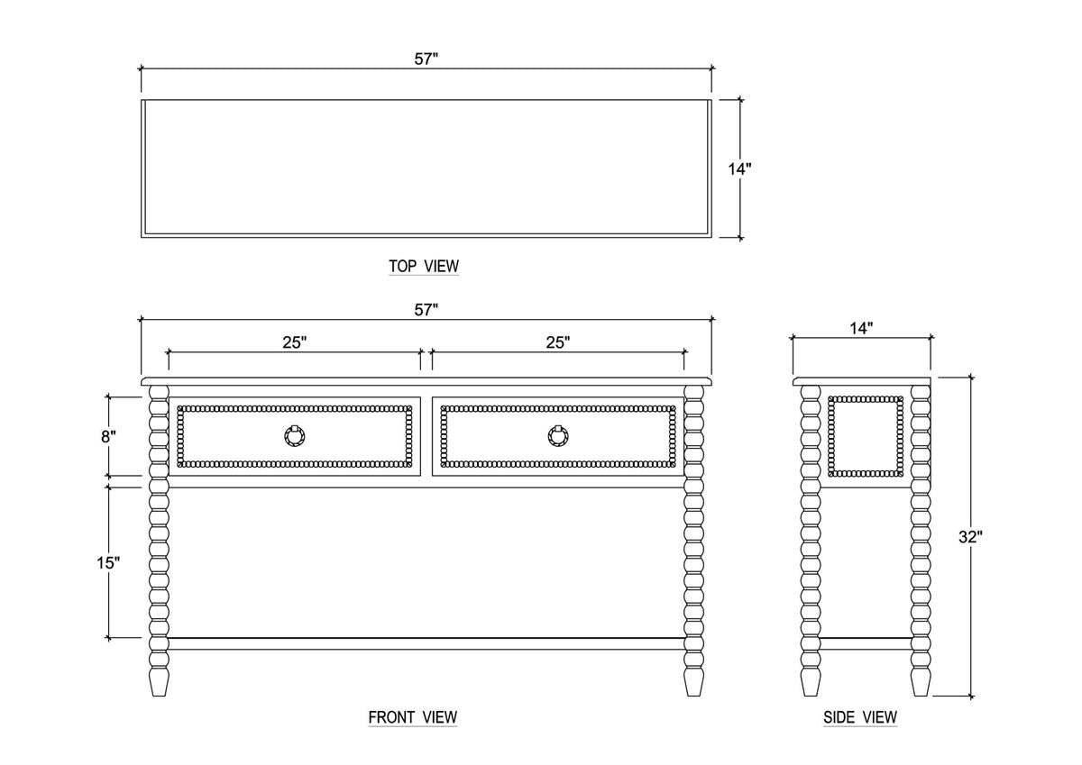 Bramble Cholet Console Table w/ 2 Drawers — Straw Wash