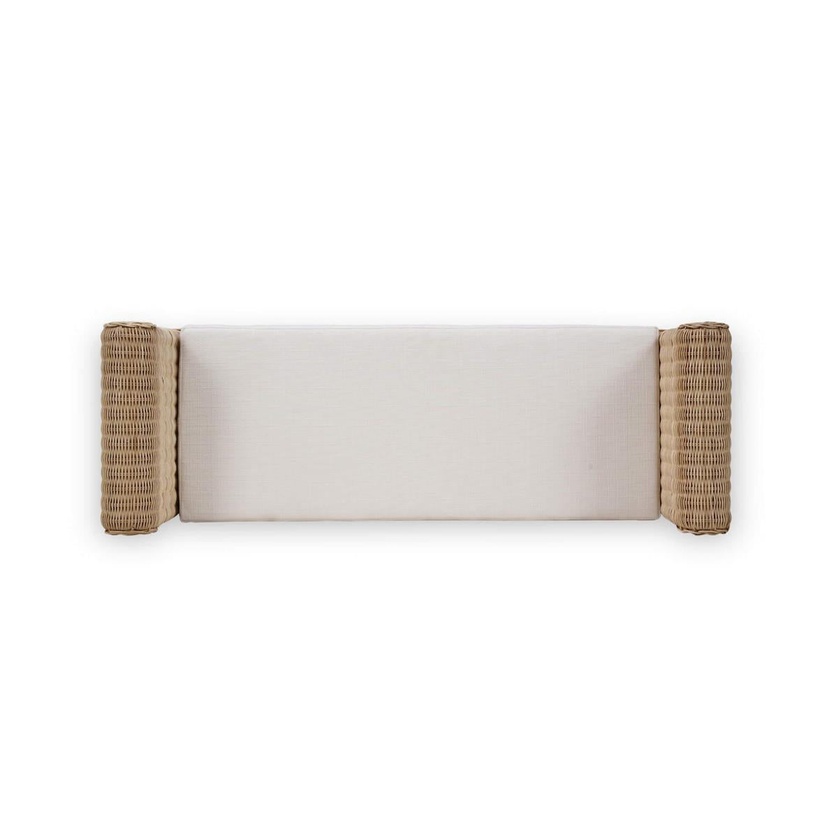 Bramble Newport Scalloped Rattan Bench — Rattan Natural / Arctic