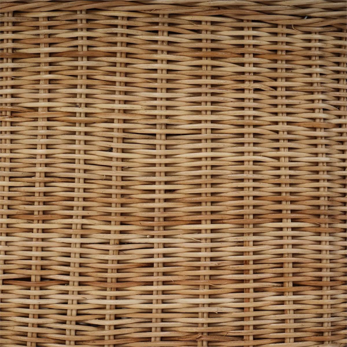 Bramble Newport Rattan Round Small Ottoman w/ Cushion — Rattan Natural / Arctic