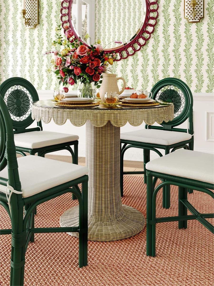 Bramble Oceana Rattan Dining Chair — Jade Green * / Arctic