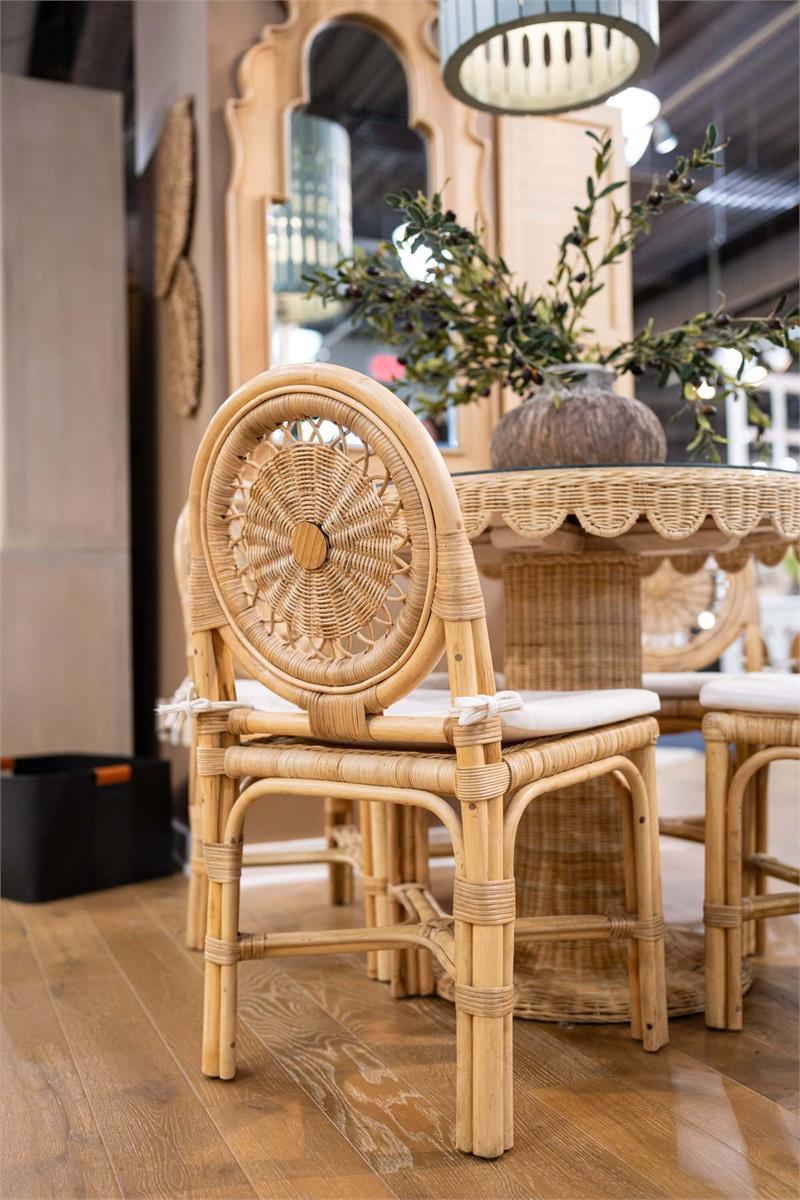 Bramble Oceana Rattan Dining Chair — Rattan Natural / Arctic