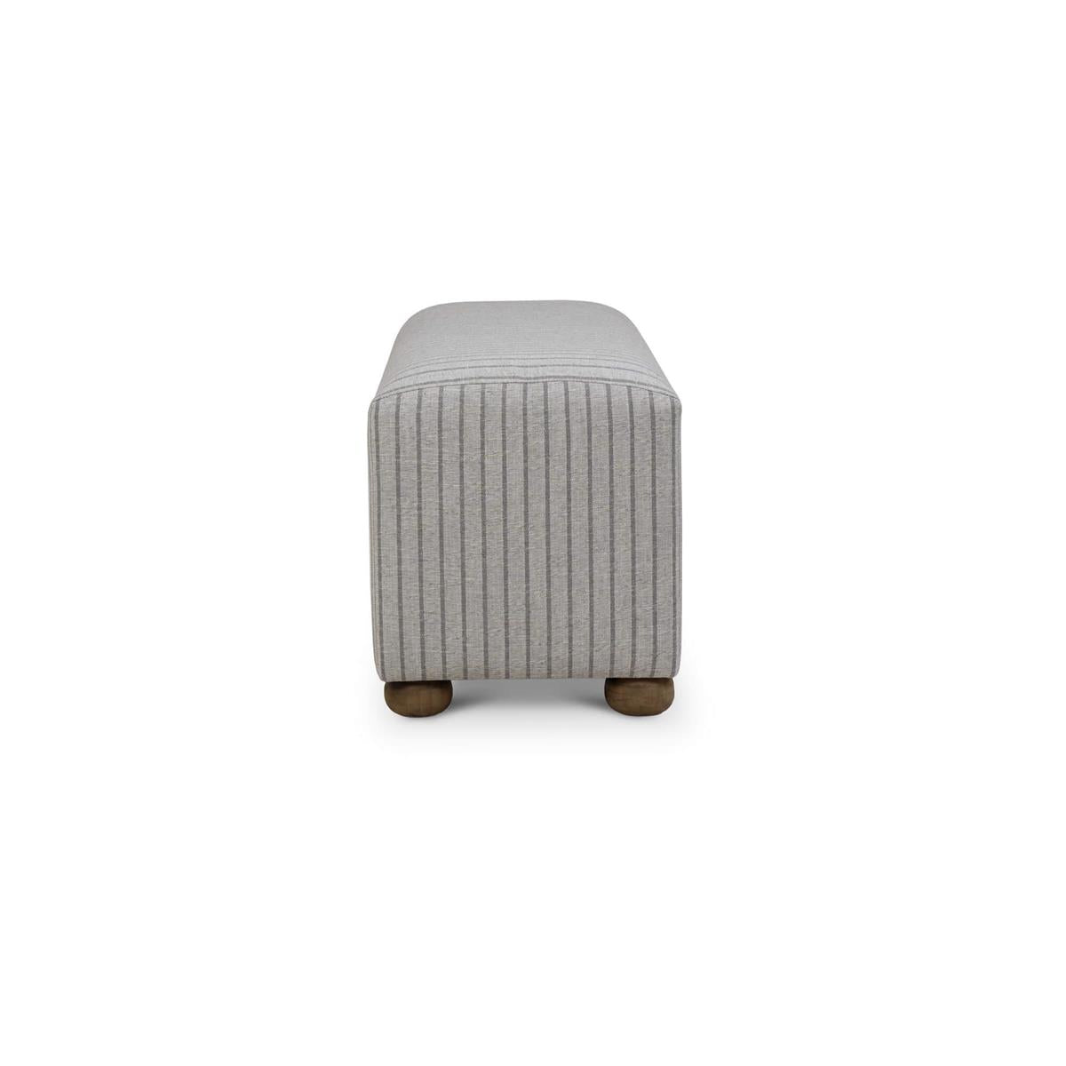 Bramble Luna Ottoman w/ Gray Munson Fabric — Gray Munson / Straw Wash