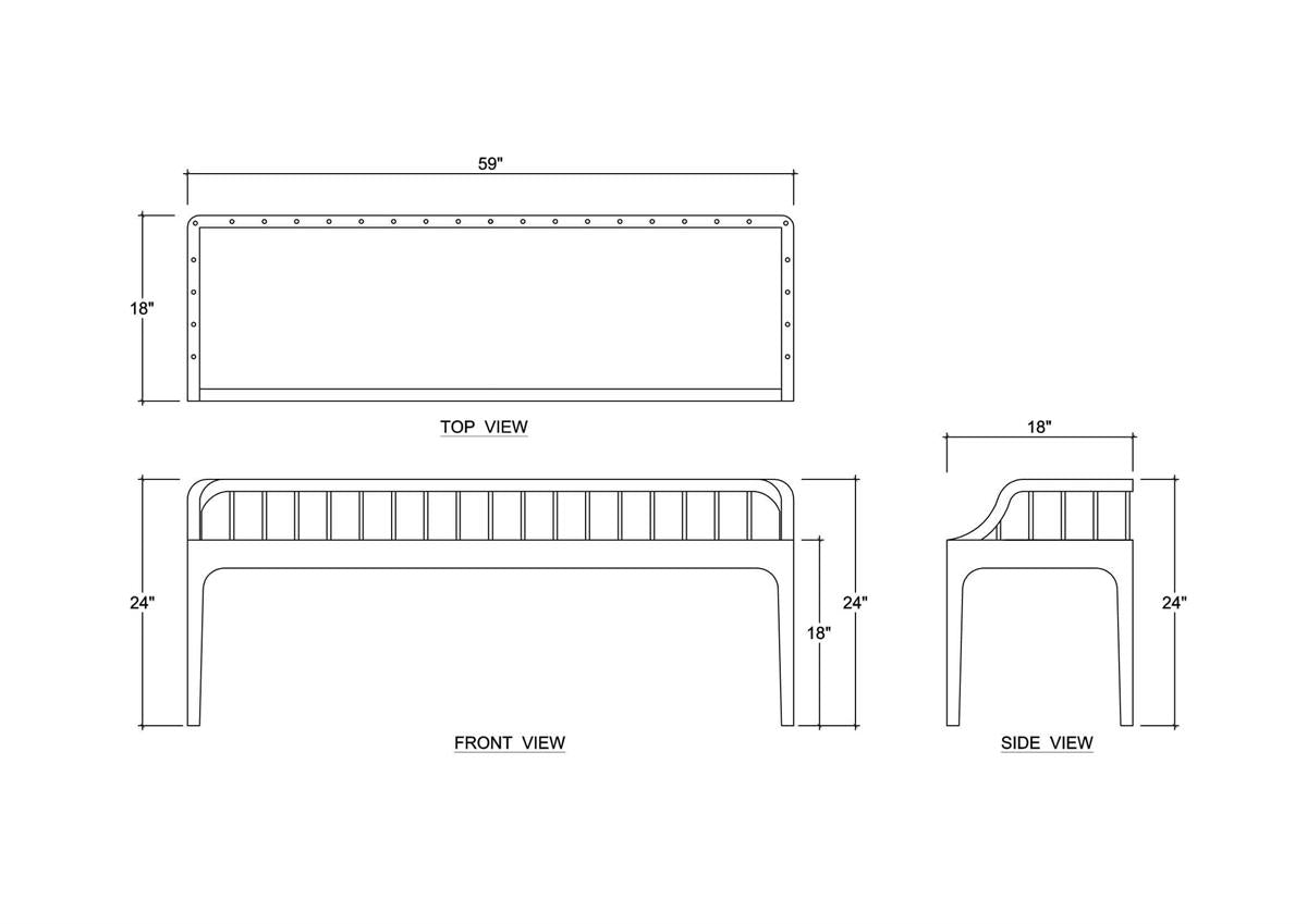 Bramble Versai Fluted Bench — Fruit Wood / Natural