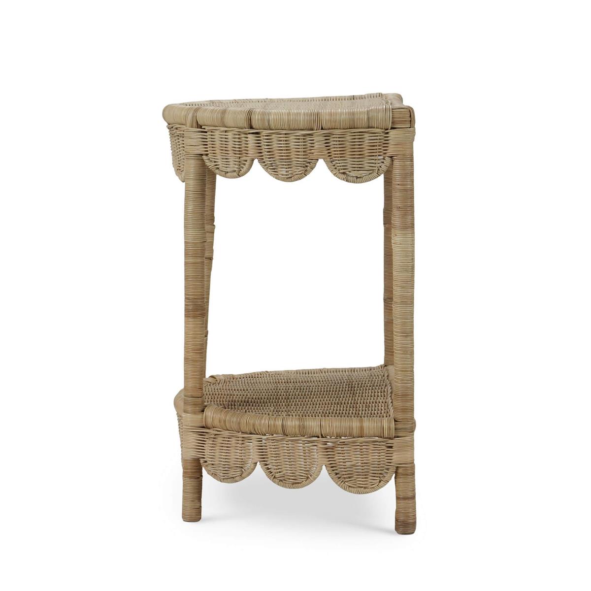 Bramble Scalloped Half Round Rattan Side Table — Rattan Natural