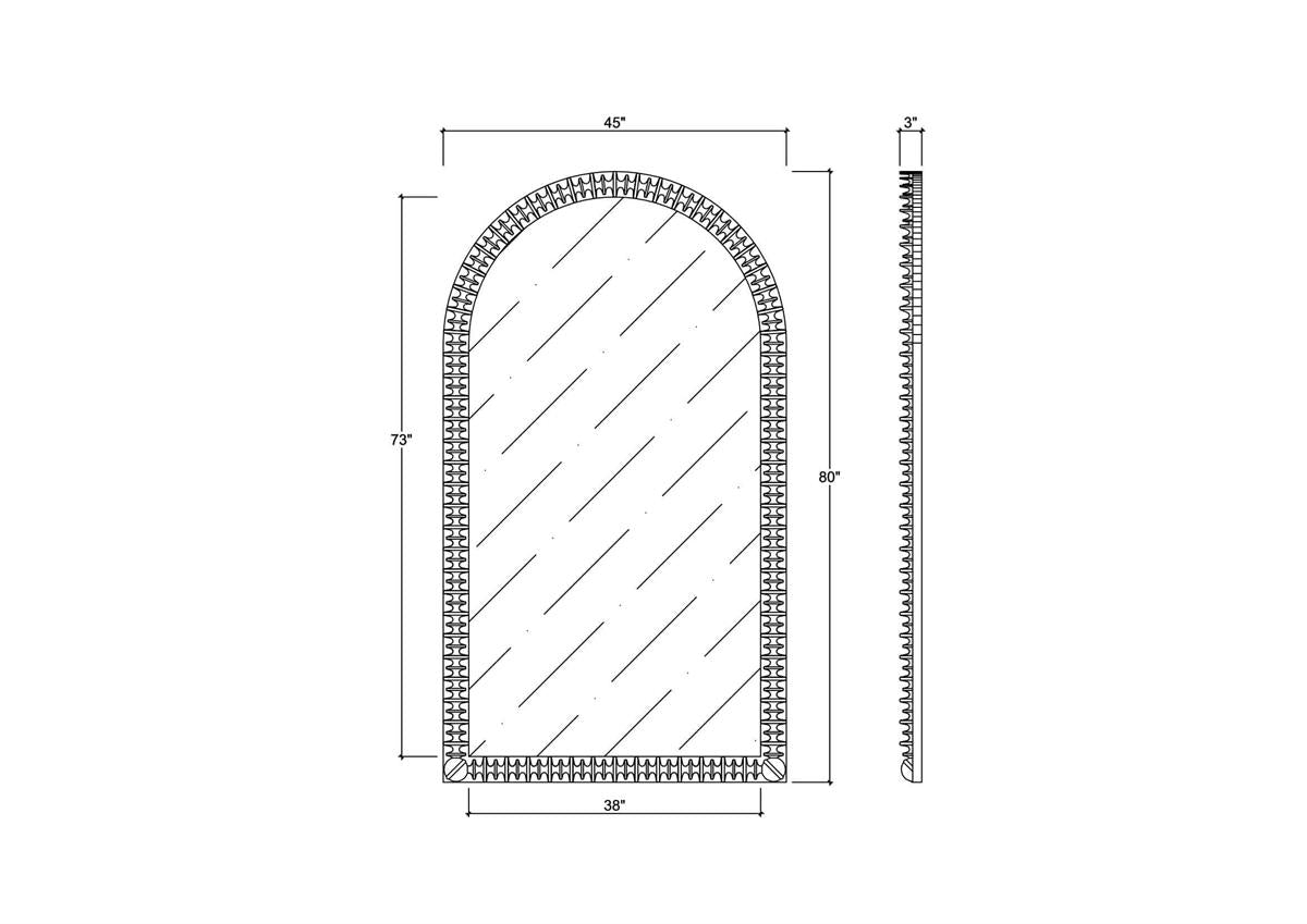 Bramble Milano Arched Floor Mirror — Batavia Black