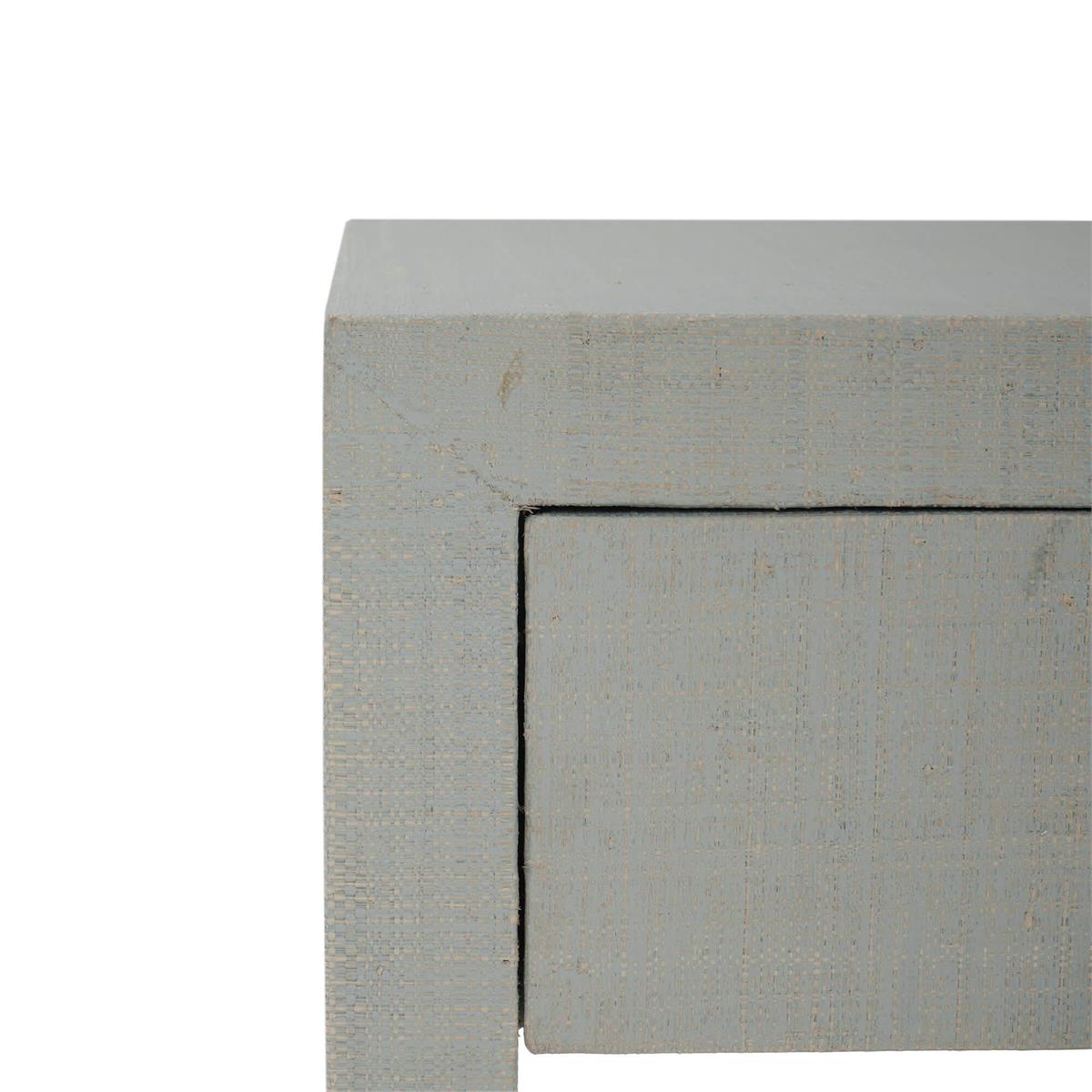 Bramble Kagu 1 Drawer Nightstand w/ Raffia — Raffia Pale Blue Wash