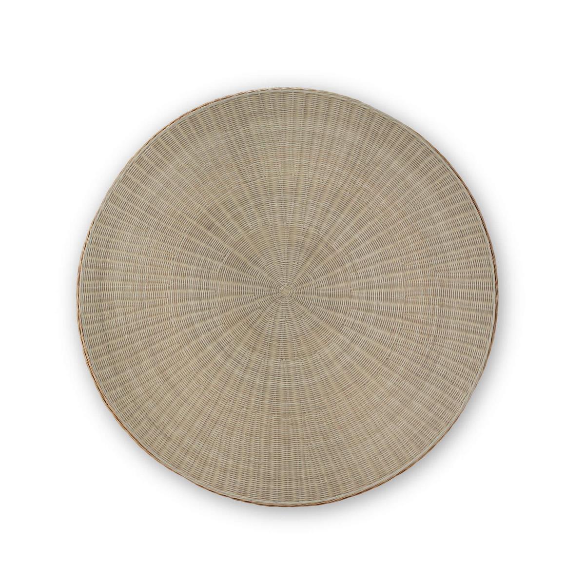 Bramble Scalloped Round Bistro Table w/ Tempered Glass — Rattan Natural