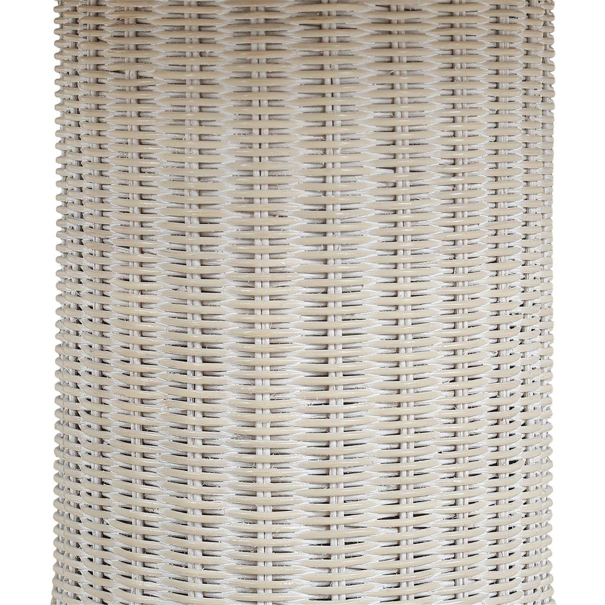 Bramble Scalloped Round Bistro Table w/ Tempered Glass — Rattan White Wash