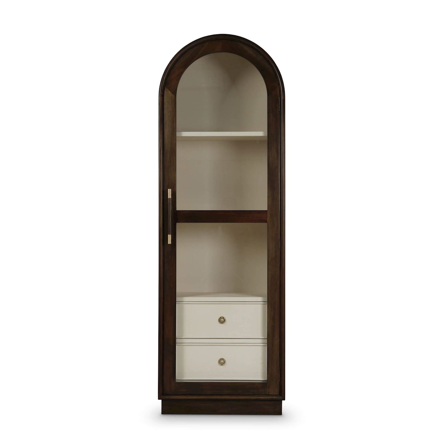 Bramble Vannes Single Door Display Cabinet — Dark Walnut / Putty