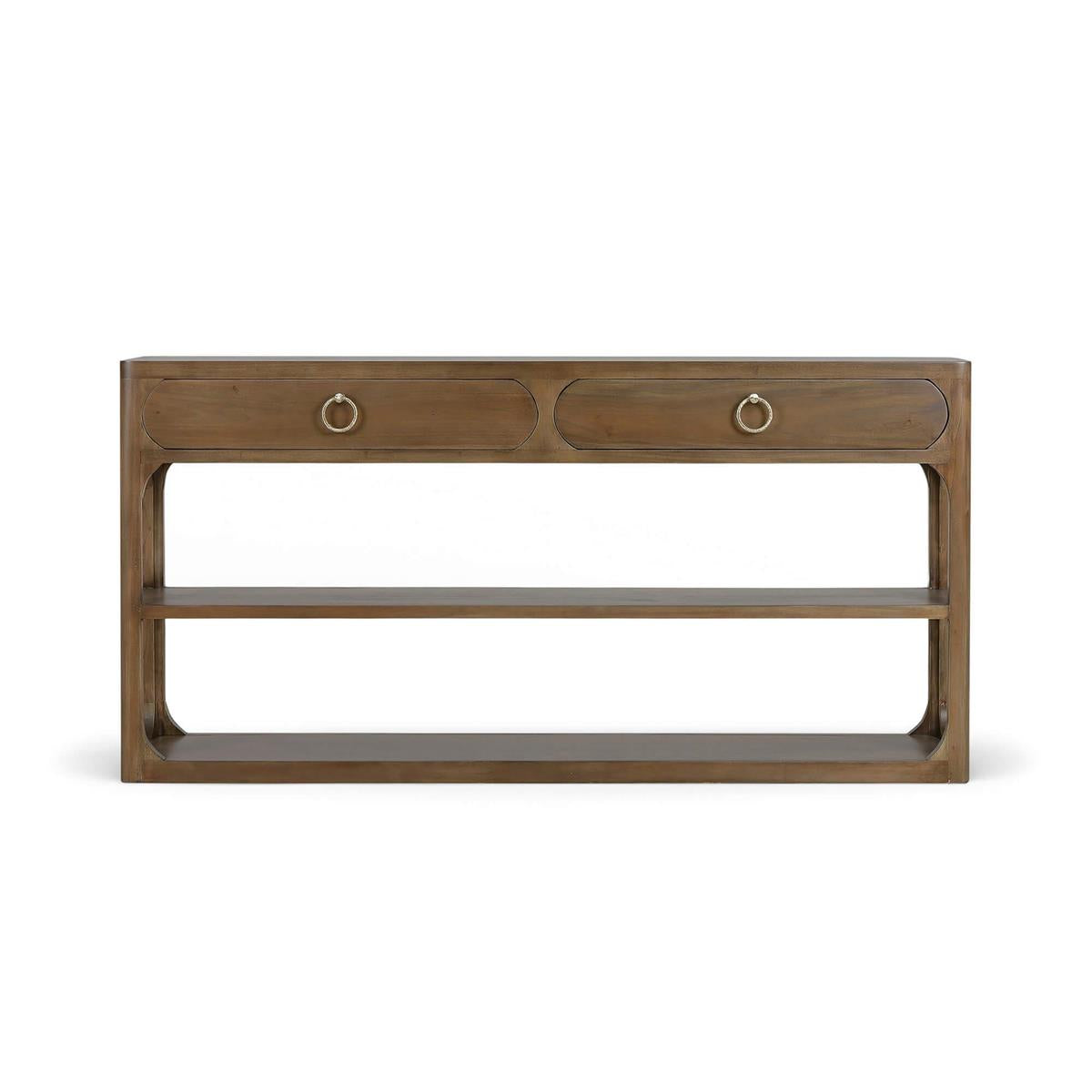 Bramble Corte Open Console Table w/ 2 Drawers — Straw Wash