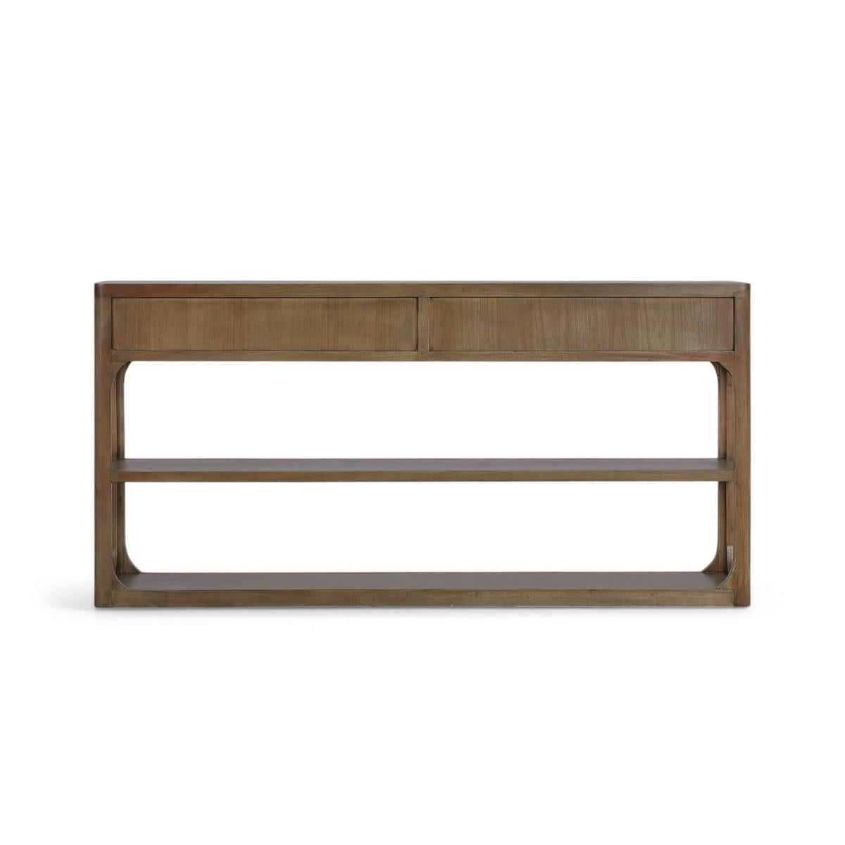 Bramble Corte Open Console Table w/ 2 Drawers — Straw Wash