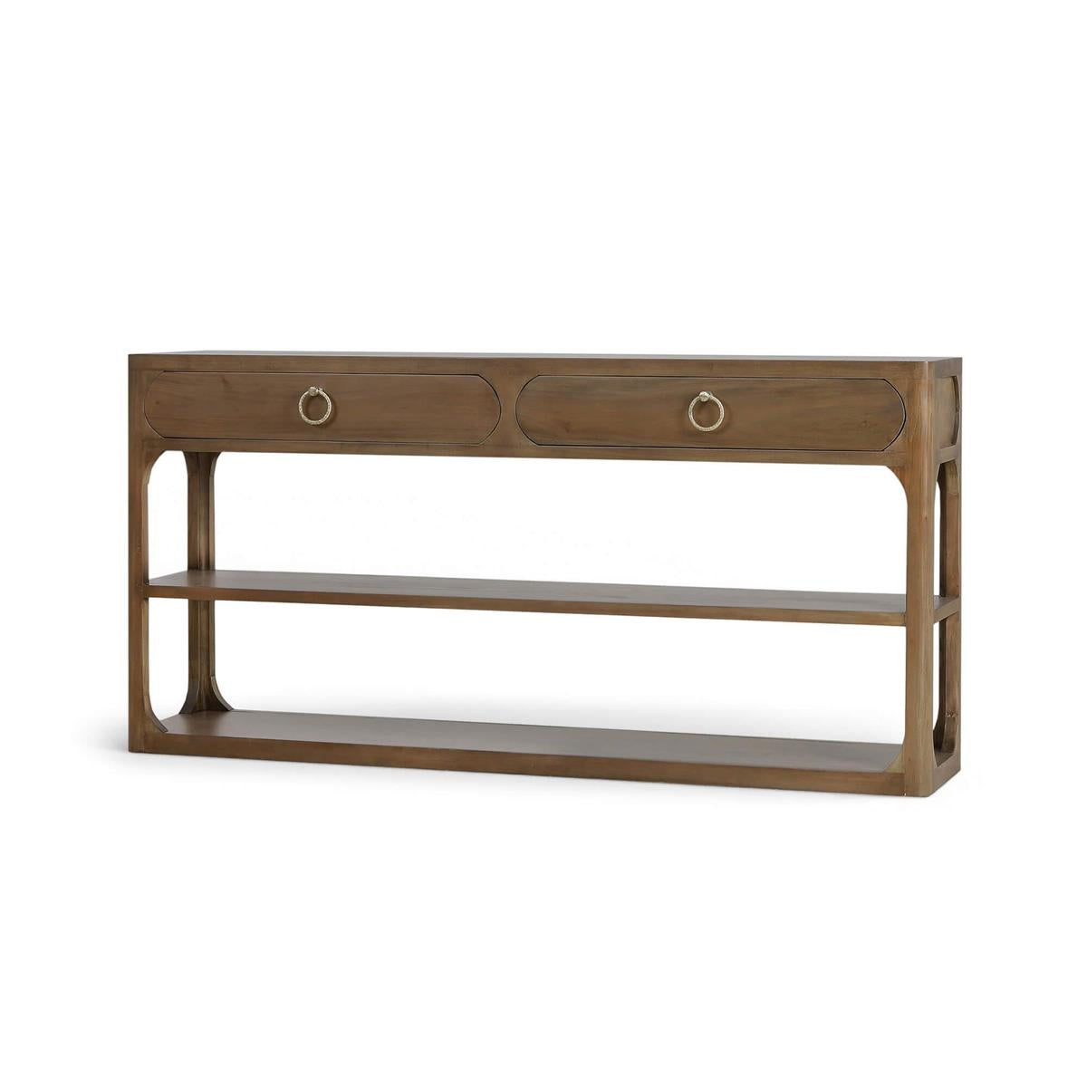 Bramble Corte Open Console Table w/ 2 Drawers — Straw Wash