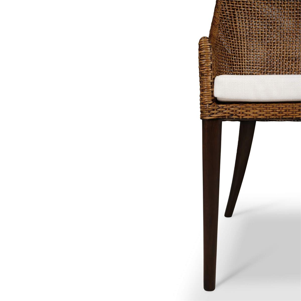 Bramble Savanah Rattan Loveseat — Dark Walnut / Arctic