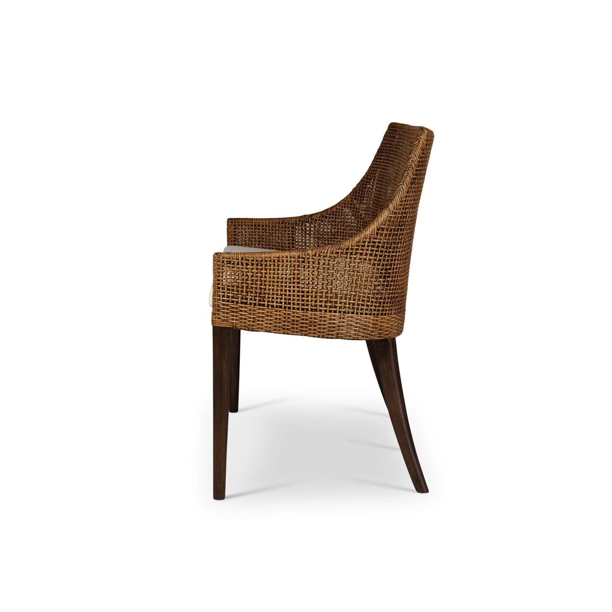 Bramble Savanah Rattan Loveseat — Dark Walnut / Arctic