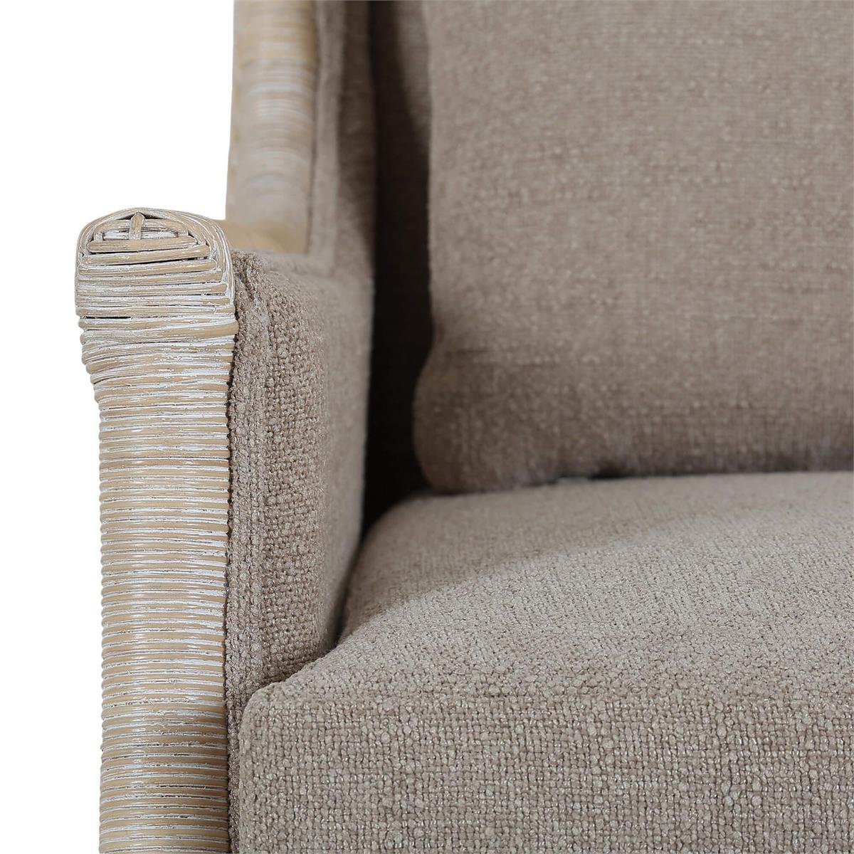Bramble Rabana Rattan Chair — Rattan White Wash / Oatmeal Boucle Chenille