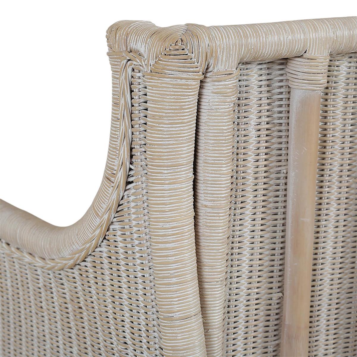 Bramble Rabana Rattan Chair — Rattan White Wash / Oatmeal Boucle Chenille