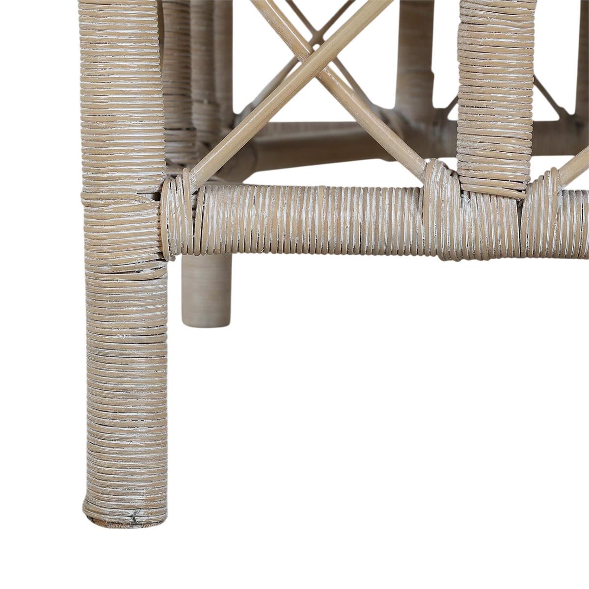 Bramble Rabana Rattan Chair — Rattan White Wash / Oatmeal Boucle Chenille