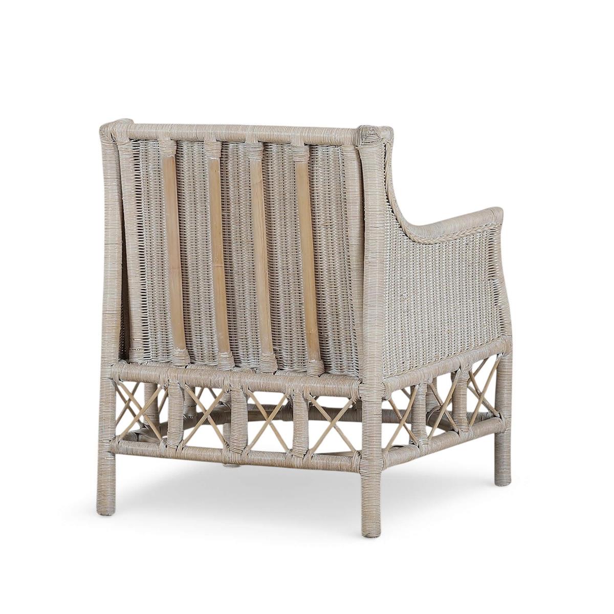 Bramble Rabana Rattan Chair — Rattan White Wash / Oatmeal Boucle Chenille