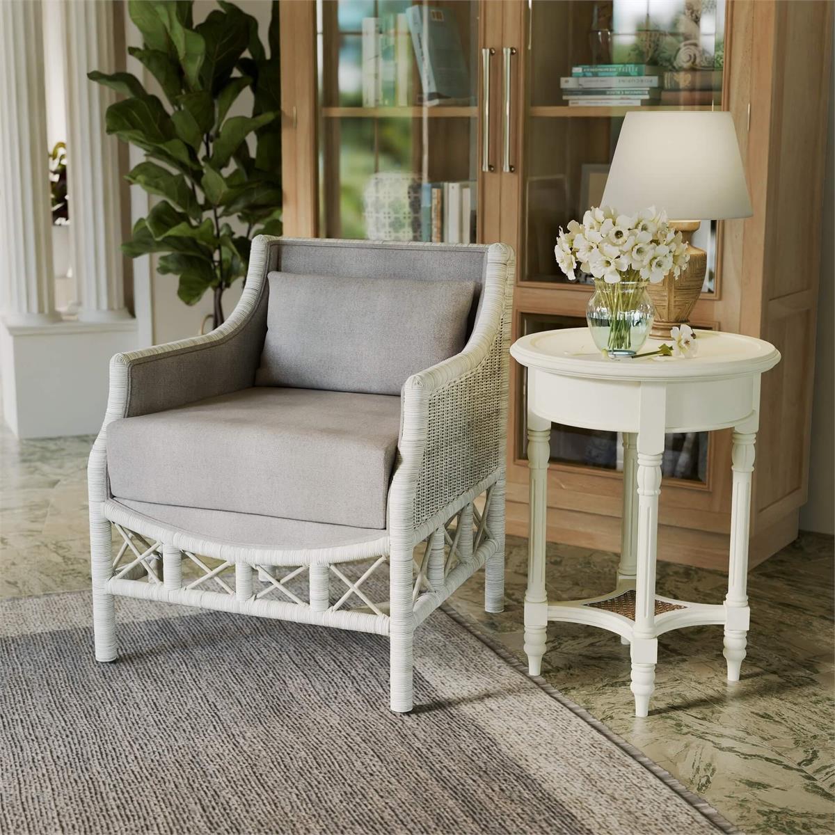 Bramble Rabana Rattan Chair — Rattan White Wash / Oatmeal Boucle Chenille