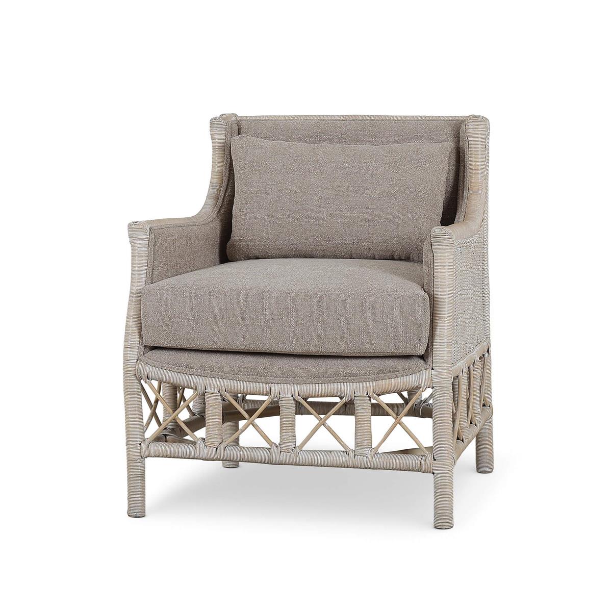 Bramble Rabana Rattan Chair — Rattan White Wash / Oatmeal Boucle Chenille