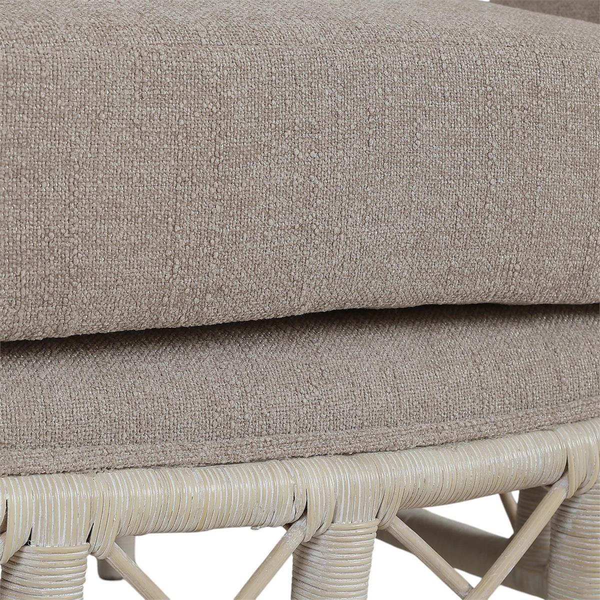 Bramble Hampton Rattan Wing Chair — Rattan White Wash / Oatmeal Boucle Chenille