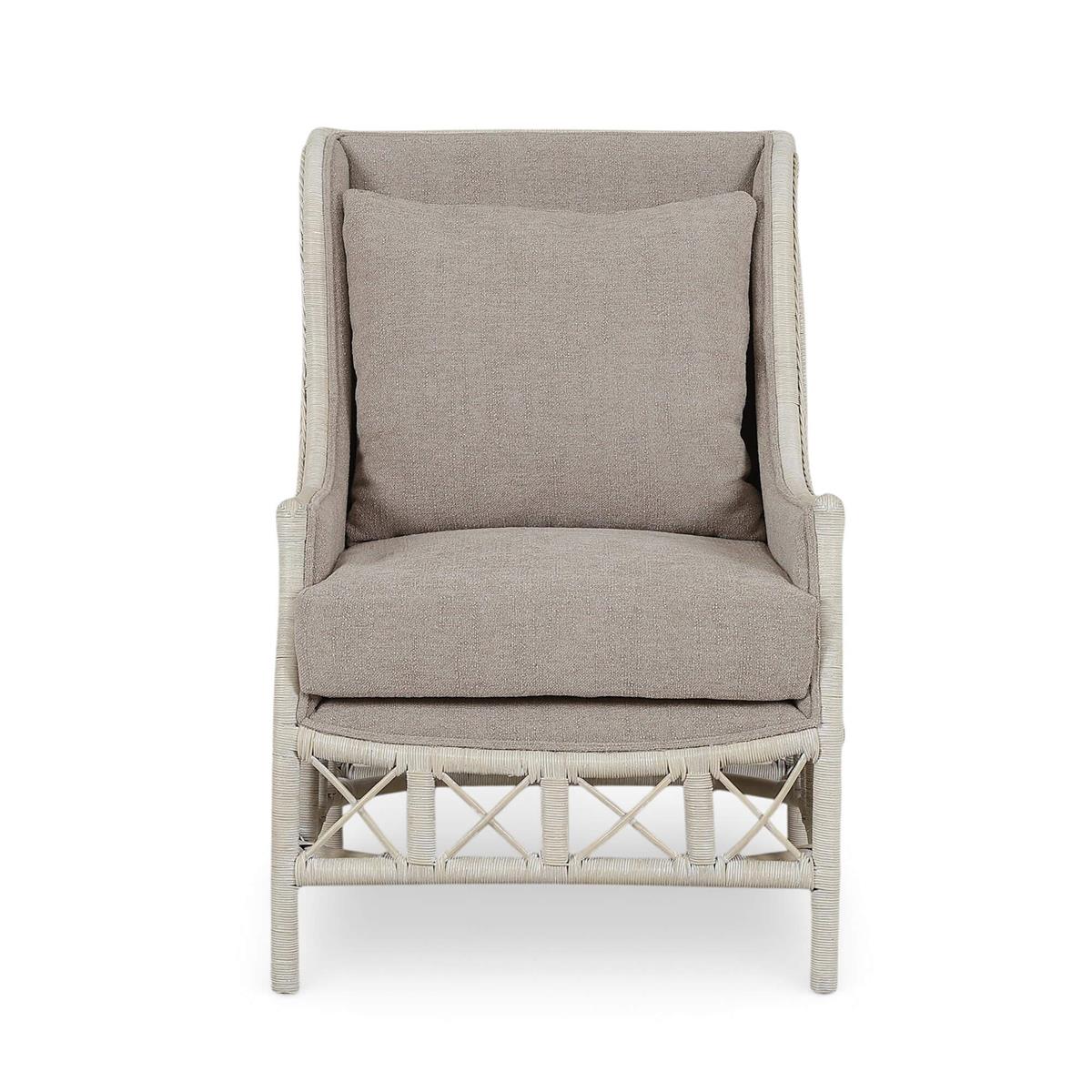 Bramble Hampton Rattan Wing Chair — Rattan White Wash / Oatmeal Boucle Chenille
