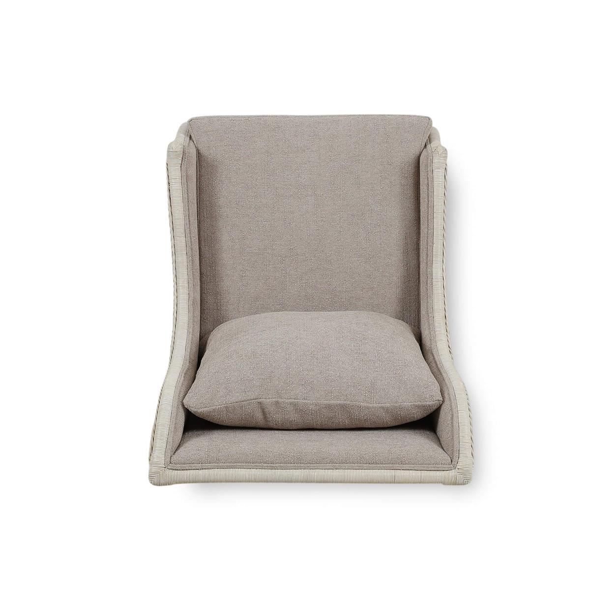 Bramble Hampton Rattan Wing Chair — Rattan White Wash / Oatmeal Boucle Chenille