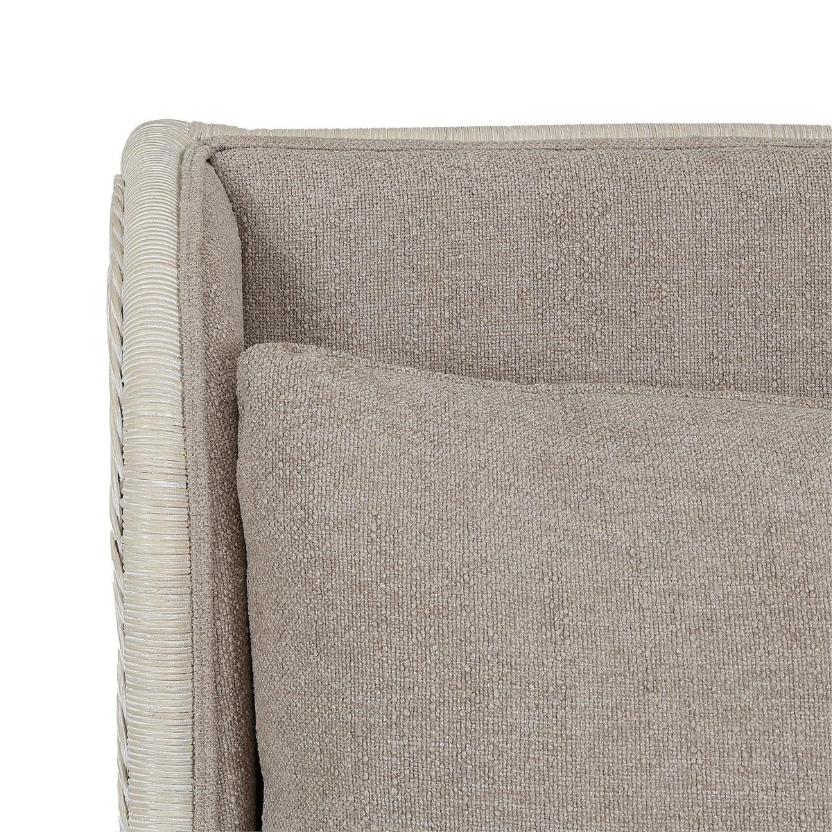 Bramble Hampton Rattan Wing Chair — Rattan White Wash / Oatmeal Boucle Chenille