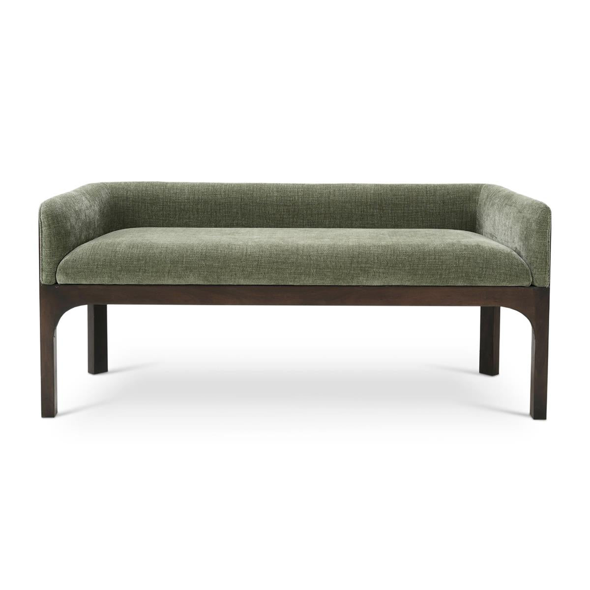 Bramble Vannes Bench w/ Legs — Dark Walnut / Thames Moss Green