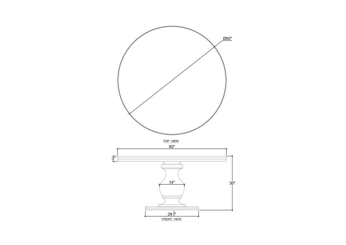 Bramble Vivienne Dining Table 60'' — Dark Walnut
